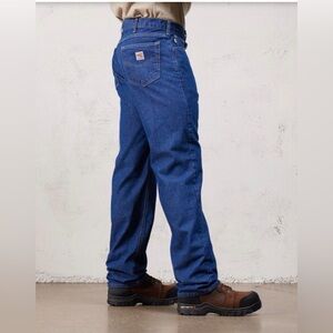 Carhartt Relaxed Fit Men’s Fire Resistant Blue Work Jeans Size 42x30